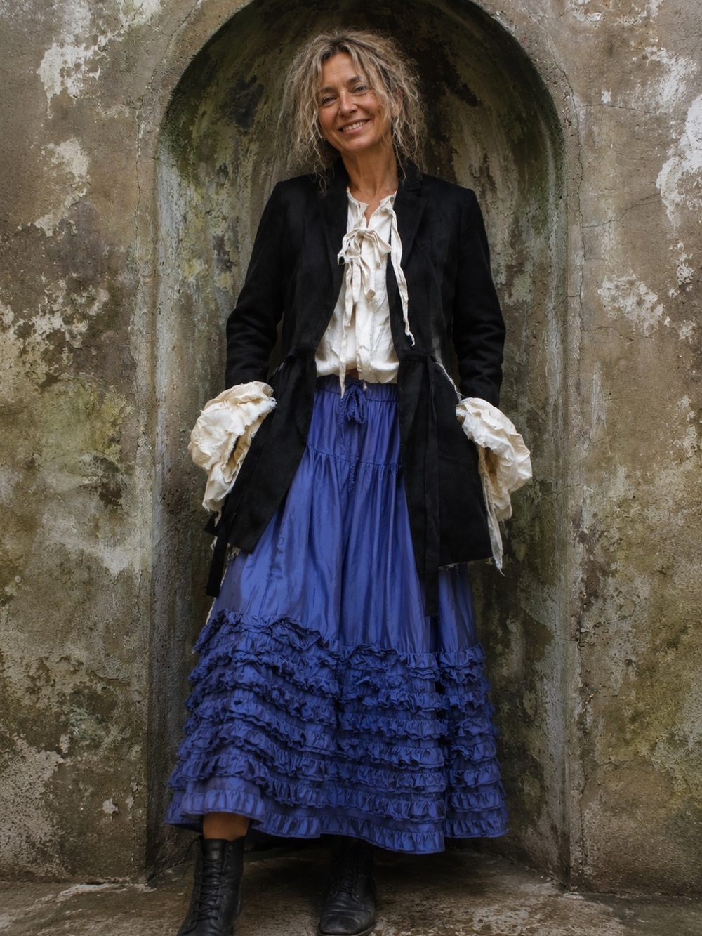 Women’s Ruffled Maxi Skirt - Blue